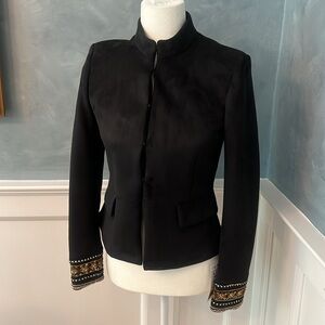 New Black Faux Suede Zara jacket with bolero style ornamentation. Size Small.